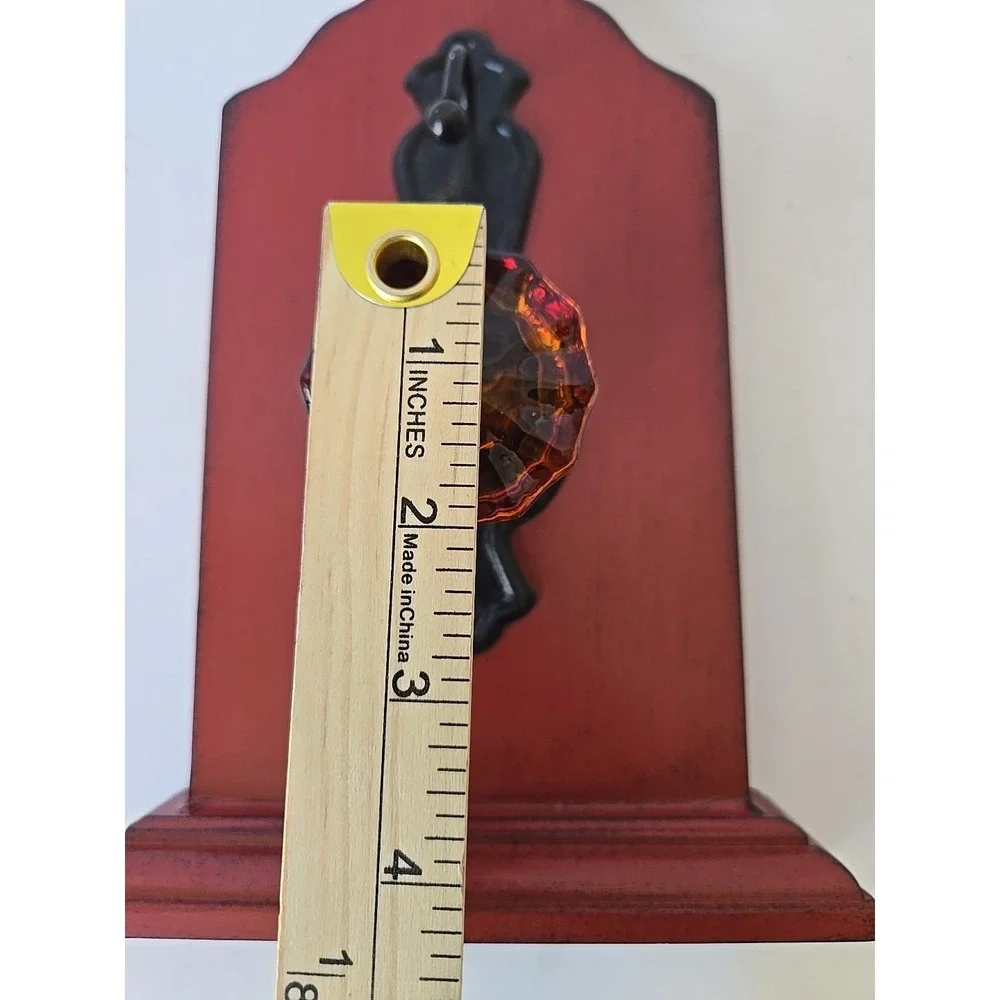 Vintage Wall Hook Rack Red Iron Door Knob Wood Coat Hat Hanger Rustic Farmhouse
